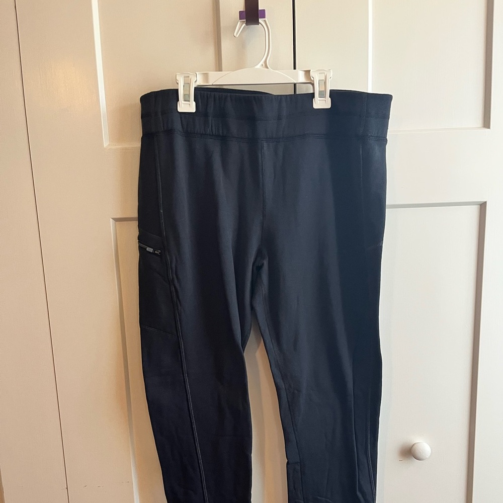 LL Bean Black Fleece Leggings Size XL